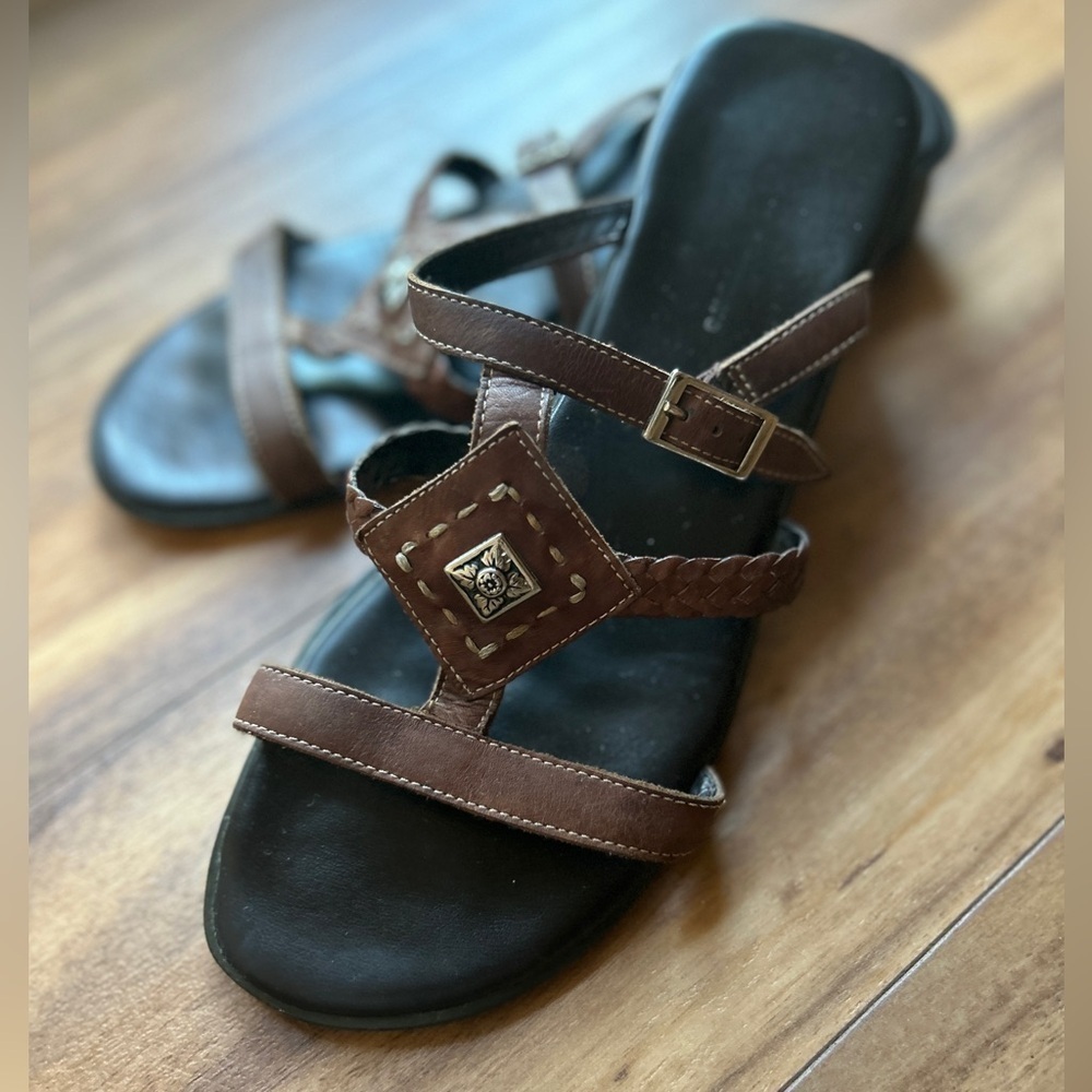 Leather Women’s Sandals Croft Barrow Size 8 Made in Brazil Brown Boho​​​…​​​​​